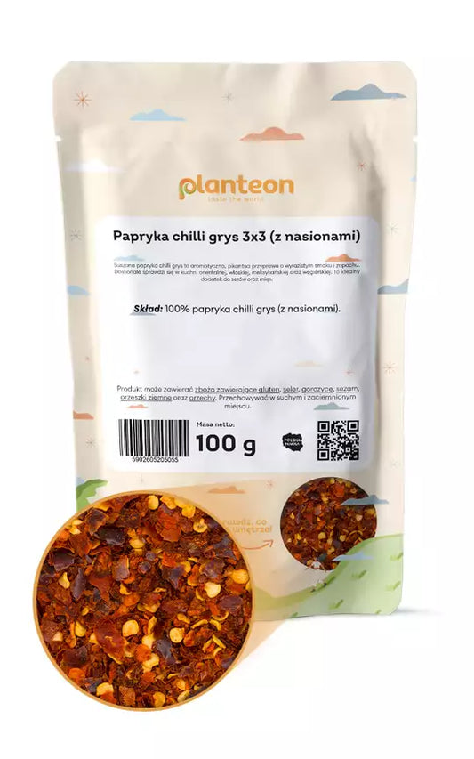 Papryka chilli grys 3x3 (z nasionami). 100g